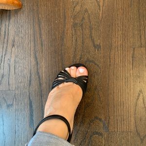 Black heel cork sandals